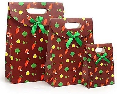 Coway 3Pcs Happy Childhood Coffee Carrot Stick Buckle Bags Cartoon Party Paper Gift Bag Set