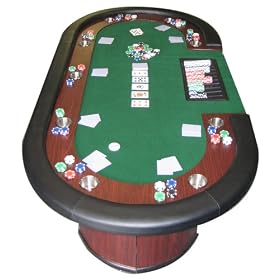 Poker Table - 9 Person Casino Table with Dealer Position and Chip Holder