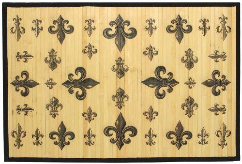 Laser Printed Split Bamboo Fleur De Lis 2' x 3' Veranda Rug