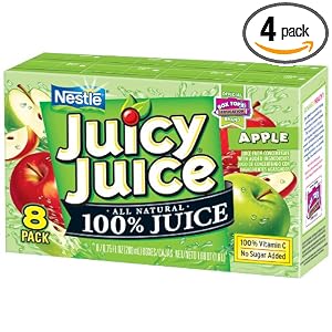 Juicy Juice 100% Juice, Apple, 8-Count, 6.75-Ounce Boxes (Pack of 4)