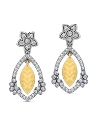 Diamond (0.57 Ct, IJ-SI), 18 Kt White & Yellow Floral Sunshine Earrings