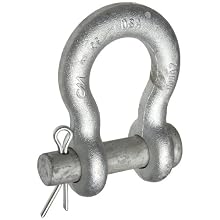 CM M352G Round Pin Midland Super Strong Anchor Shackle, Carbon, 3/4" Size, 6-1/2 ton Capacity