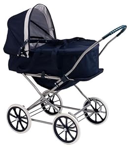 Badger Basket English Style 3-in-1 Doll Pram Carrier And Stroller - Navy/White