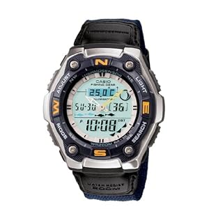 Casio #AQW101B-2AV Men's Sports Gear Thermometer/Fishing Indicator Watch