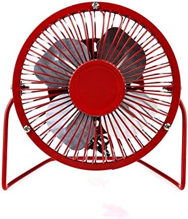 Usb Powered Mini Desk Fan Small Quiet Personal Electric Metal Table Fan for Office Desktop Fan with USB Plug-in Charging Cable Red
