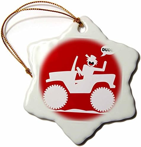Mark Grace SCREAMNJIMMY Jeep Dude Red Sign 1 Snowflake Porcelain Ornament, 3-Inch