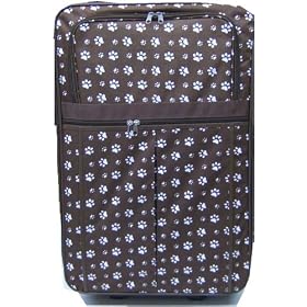 3 Piece Luggage Set - Brown with White Paw Prints