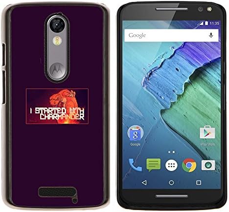 Charmander - Aluminum Metal&amp;Hard Plastic Back Case Cover - Black - Motorola Droid Turbo 2 / Moto X Force