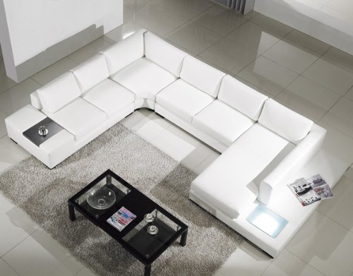Modern White Bonded Leather Sectional Sofa