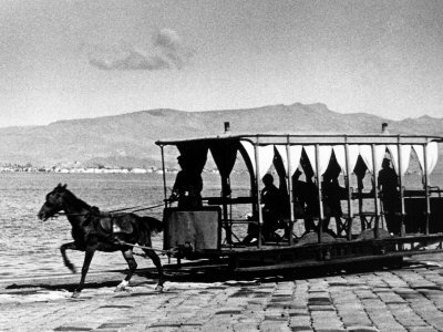 Horse Drawn Trolley in Downtown, Along Gulf of Izmir Photographic Poster Print by Alfred Eisenstaedt, 24x18