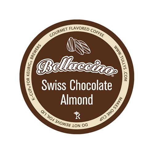Tully's Coffee Bellaccino Swiss Chocolate Almond K-Cups, 24 Count Boxes (Pack of 2)