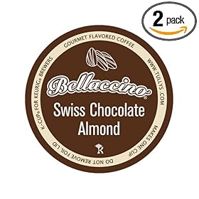Tully's Coffee Bellaccino Swiss Chocolate Almond K-Cups, 24 Count Boxes (Pack of 2)