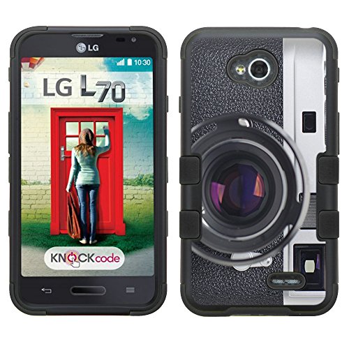 lg ultimate 2 case - [Vintage Camera 2]( Black / Black)UNIQUITI(TM) cell phone armor cover [TuMax] dual layer hybrid hard skin guard ultra protective shell (for lg ultimate 2 optimus l70 l41c )