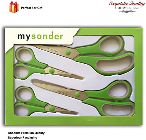 Premium Multipurpose Scissors Set From mysonder - Assorted Pack Of 4 - Soft Grip Handle - Heavy Duty Stainless Steel - For Home &amp; Office Stationery, Arts &amp; Crafts, Sewing, Kitchen