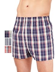 3 Pack North Coast Pure Cotton Checked Boxers