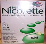 Nicorette Stop Smoking Aid, 2 mg, Gum, Mint, Starter Kit, Bonus 110 pieces