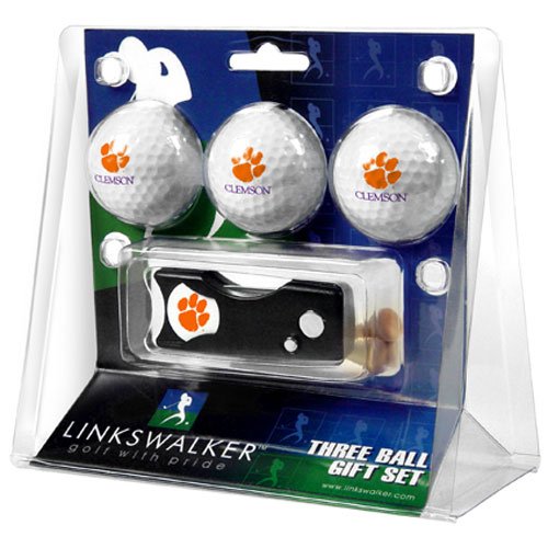 Clemson Tigers Ncaa 3 Golf Ball Gift Pack W/ Spring Action Divot Tool