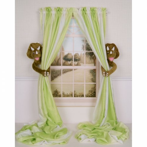 Curtain Critters Plush Triceratops Dinosaur Curtain Tieback, Car Seat, Stroller, Crib Toys Set (2)