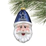 Dallas Cowboys Blown Glass Santa Cap Ornament