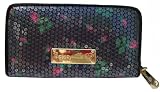Women's Betseyville Zip Around Wallet (Black With Rose Buds)