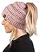 BT-6800-3371 Messy Bun Womens Winter Knit Hat Beanie Tail - Indi Pink (Confetti)