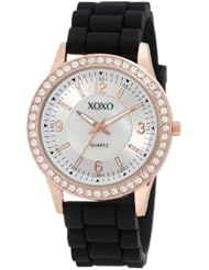 XOXO Womens XO8036 Black Bumpy Silicone Rubber Strap Watch