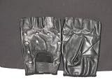 BLACK SOFT LEATHER FINGERLESS STUDDED GLOVES – UNISEX – SIZE EXTRA SMALL