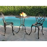 Buy CBM Outdoor Patio Deck Cast Aluminum Furniture 3 Peice Bistro Set G BLK CBM1290 by Bistro Set