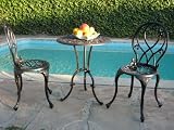 CBM Outdoor Patio Deck Cast Aluminum Furniture 3 Peice Bistro Set G BLK CBM1290
