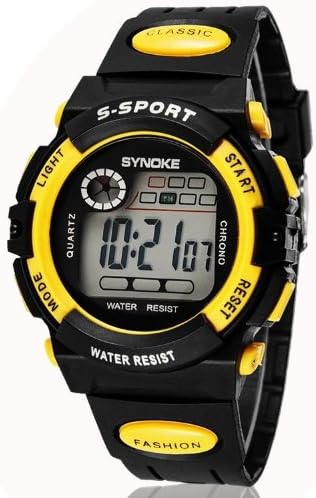Ampmall® Waterproof Electronic Sports Table Student Luminous Outdoor Digital Alarm Stopwatch 30m Waterproof Watch Student Children's Noctilucent Function Boys and Girls Women Wristwatches Miltary Shockproof Backlight Unisex Little Boy LED Multifunctional Repeater Chronograph Silicone Jelly Fashion Sports Men's Watch Nice Gift for Kids Boy's Girls Boyfriend Gift Girlfriend Watch Xmas Gift Christmas Surprise with Unique Ampmall Lable (Yellow-99269)