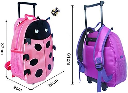 Btb Beetle Style Children School Backpack/shoulder Bag/student Trolley Bag(rose Red)