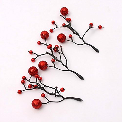 (Pack of 12) 4.3-Inch Glittery Red Artificial Berry Picks for Christmas Wedding Decorations