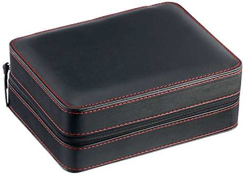 Diplomat 31-468 black leather quad watch zippered trave…