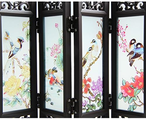 Chinese Traditional Crafts Small Lacquer Folding Screen (4-Slices) for Home Decoration (Charactizing a fine spring)
