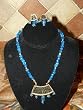 22k Gold Plated Turquoise Blue Jaipur Indian Style Ethnic Jewelry Set 3pc Free Shipping