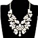 Fashion Gold Tone Chain White Water Drop Resin Beads Hollow Pendant Statement Necklace
