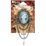 BlueMoonMadameDelphine-FeetsMetalPendant,CameowithChain,OxidizedSilver,1/Pkg