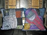 Review mogulinterior.com  / 2 Purple Gujrati Embroidered Sari Toss Pillow Cushion Covers