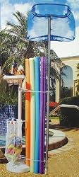 57" White Summer Pool Toys and Accessories Outdoor Storage Holder with Tray
