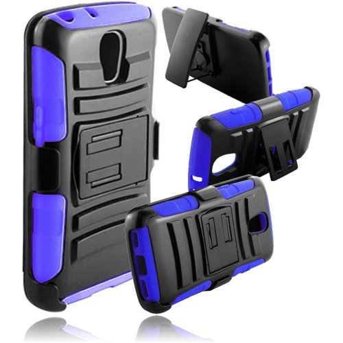 Thousand Eight(TM) For LG Volt LS740 - Hybrid Armor Stand Case With Holster and Locking Belt Clip + [FREE LCD Screen Protector Shield(Ultra Clear)+Thousand Eight (TM)Touch Screen Stylus] (H Blue)