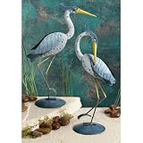 Sculpted Art 3D Metal - Blue Herons Set of 2 (12H) (S457) by Regal Gift