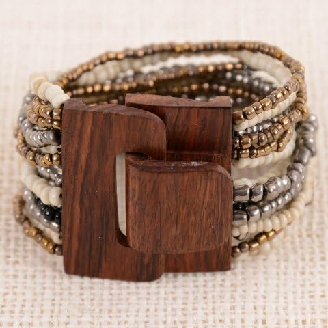 Pink House Imports 30466-MET Wood Buckle Bracelet, Metro