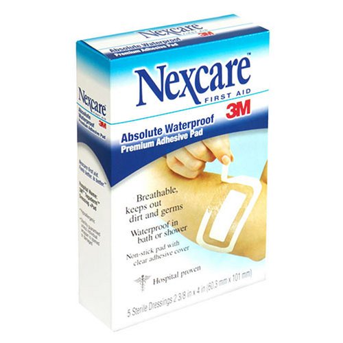 Nexcare Absolute Waterproof Premium Adhesive Pads, 2.375 x 4 inches, 5-Count Boxes (Pack of 4)