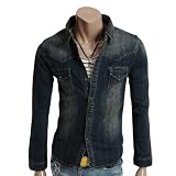 DOUBLJU Mens Casual Washing Denim Jacket (068D)