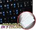 APPLE DANISH KEYBOARD STICKERS WITH BLUE LETTERING TRANSPARENT BACKGROUND FOR DESKTOP, LAPTOP AND NOTEBOOK