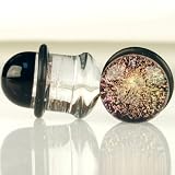 Pair of Glass Single Flared Foil Galaxy Plugs: 0g Pink