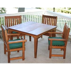 Red Cedar Square Patio Dining Set with Stain