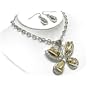 Crystal Butterfly Large Pendant Necklace Earring Set Fashion Jewelry