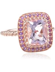 Sterling Silver with Pink Gold Plated Gemstone Ring, Size 7