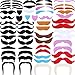 Tatuo 68 Pieces Fake Mustaches Eyebrow Beard Self Adhesive Novelty Costume Party Supplies for Christmas New Year Party Role-Playing